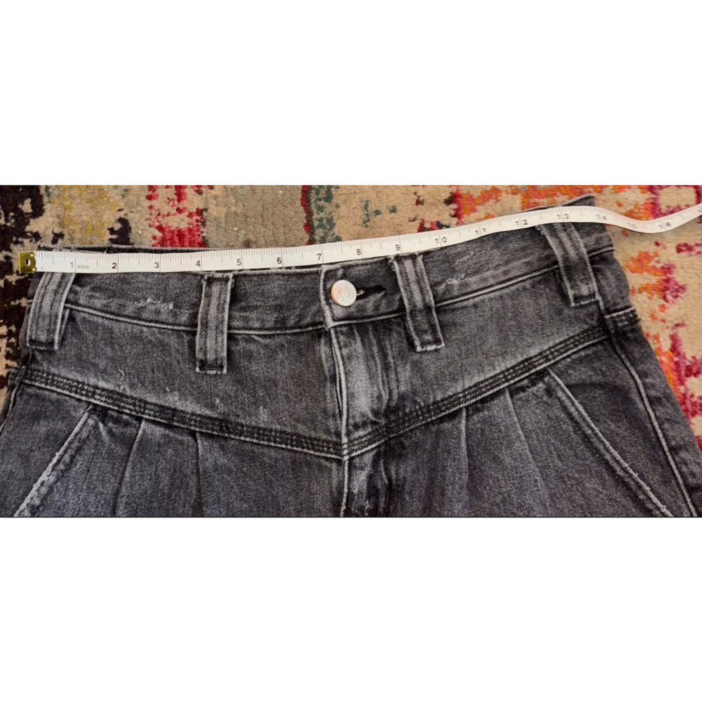 Free People Y2K Boho Western Mini Skirt- Sidecar Distressed Black Denim size 25 - Picture 10 of 10
